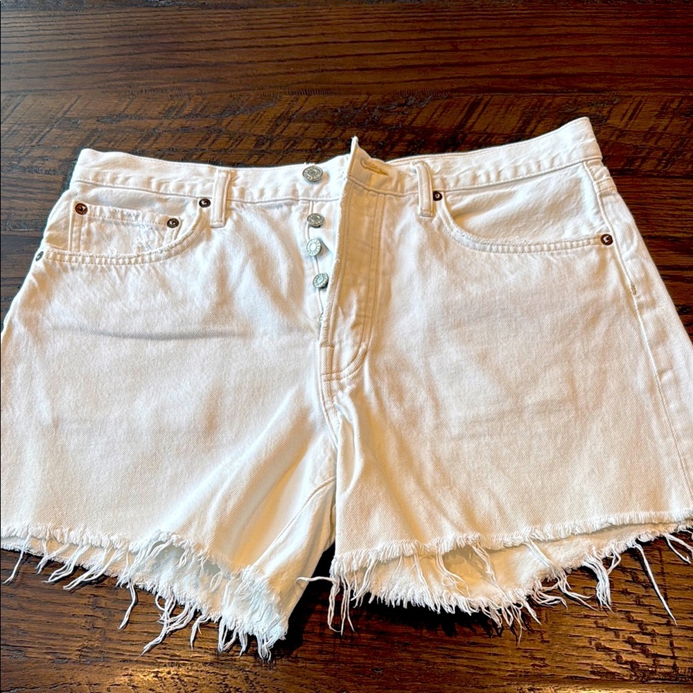 Agolde white denim shorts